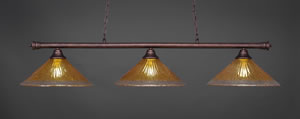 Oxford 3 Light Billiard Light Shown In Bronze Finish With 16" Gold Champagne Crystal Glass