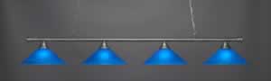 Oxford 4 Light Billiard Light Shown In Brushed Nickel Finish With 16" Blue Italian Glass