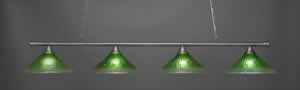 Oxford 4 Light Billiard Light Shown In Brushed Nickel Finish With 16" Kiwi Green Crystal Glass