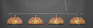 Oxford 4 Light Billiard Light Shown In Brushed Nickel Finish With 15" Persian Nites Tiffany Glass