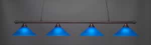 Oxford 4 Light Billiard Light Shown In Bronze Finish With 16" Blue Italian Glass