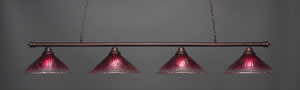 Oxford 4 Light Billiard Light Shown In Bronze Finish With 16" Wine Crystal Glass