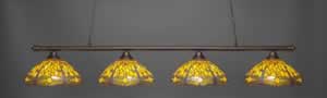 Oxford 4 Light Billiard Light Shown In Bronze Finish With 16" Amber Dragonfly Tiffany Glass