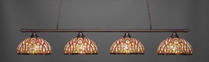 Oxford 4 Light Billiard Light Shown In Bronze Finish With 15" Persian Nites Tiffany Glass