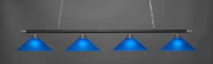 Oxford 4 Light Bar Shown In Chrome And Matte Black Finish With 16" Blue Italian Glass