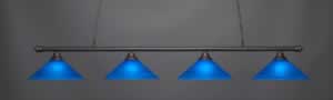 Oxford 4 Light Billiard Light Shown In Dark Granite Finish With 16" Blue Italian Glass