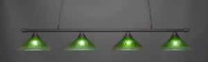 Oxford 4 Light Billiard Light Shown In Dark Granite Finish With 16" Kiwi Green Crystal Glass