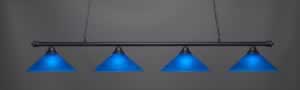 Oxford 4 Light Bar Shown In Matte Black Finish With 16" Blue Italian Glass