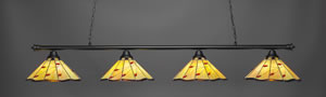 Oxford 4 Light Bar Shown In Matte Black Finish With 16" Autumn Leaves Tiffany Glass
