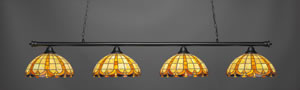 Oxford 4 Light Bar Shown In Matte Black Finish With 14.5" Butterscotch Tiffany Glass