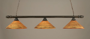 Bronze Finish 3 Light Bar With Swirl Ends And 16" Firré Saturn Glass Shade