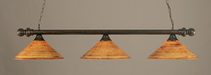 Bronze Finish 3 Light Bar With Round Ends And 16" Firré Saturn Glass Shade