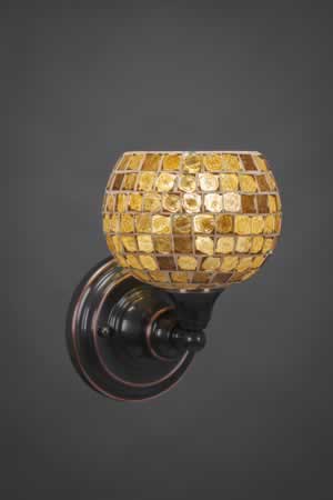 Wall Sconce Shown In Black Copper Finish With 6" Copper Mosaic Glass
