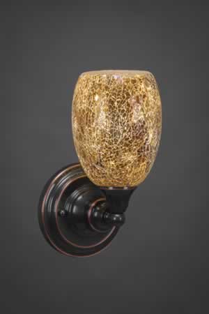 Wall Sconce Shown In Black Copper Finish With 5" Gold Fusion Glass