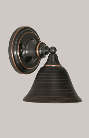 Wall Sconce Shown In Black Copper Finish With 7" Charcoal Spiral Glass