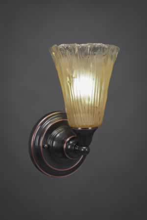 Wall Sconce Shown In Black Copper Finish With 5.5" Amber Crystal Glass