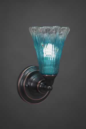 Wall Sconce Shown In Black Copper Finish With 5.5" Teal Crystal Glass