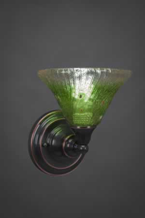 Wall Sconce Shown In Black Copper Finish With 7" Kiwi Green Crystal Glass