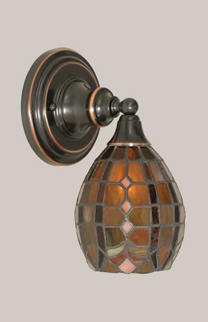Wall Sconce Shown In Black Copper Finish With 5.5" Paradise Tiffany Glass