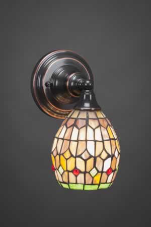 Wall Sconce Shown In Black Copper Finish With 5.5" Rosetta Tiffany Glass