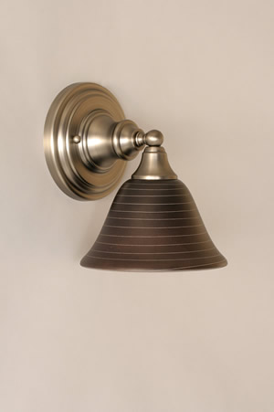 Wall Sconce Shown In Brushed Nickel Finish With 7" Charcoal Spiral Glass