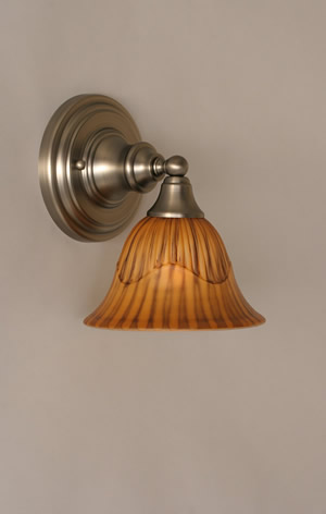 Wall Sconce Shown In Brushed Nickel Finish With 7" Tiger Glass