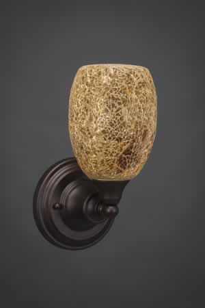 Wall Sconce Shown In Bronze Finish With 5" Gold Fusion Glass