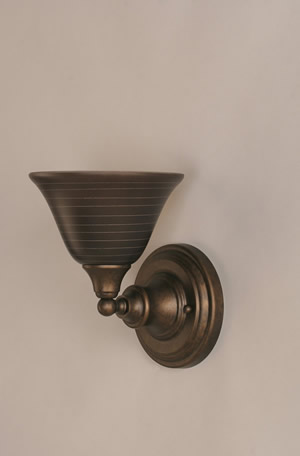 Wall Sconce Shown In Bronze Finish With 7" Charcoal Spiral Glass