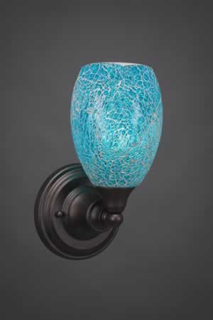 Wall Sconce Shown In Bronze Finish With 5" Turquoise Fusion Glass