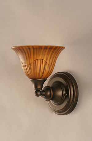 Wall Sconce Shown In Bronze Finish With 7" Tiger Glass