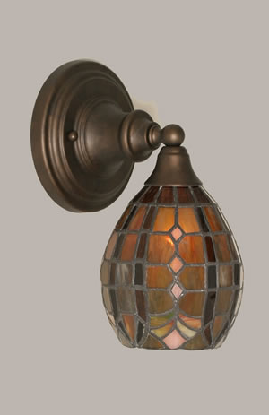 Wall Sconce Shown In Bronze Finish With 5.5" Paradise Tiffany Glass