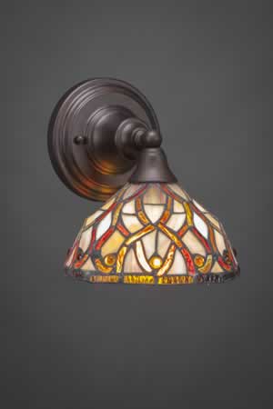 Wall Sconce Shown In Bronze Finish With 7" Persian Nites Tiffany Glass