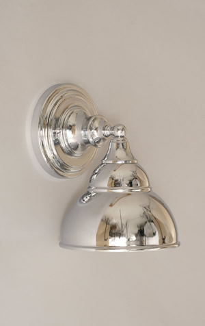 Wall Sconce Shown In Chrome Finish With 7" Double Bubble Metal Shade
