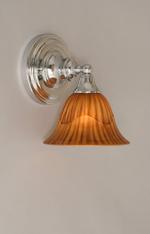 Wall Sconce Shown In Chrome Finish With 7" Tiger Glass