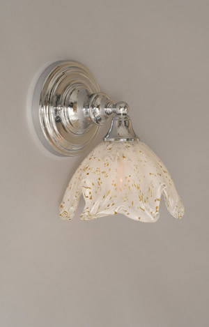 Wall Sconce Shown In Chrome Finish With 7" Gold Ice Glass