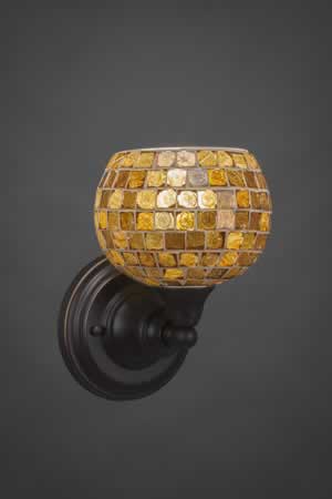 Wall Sconce Shown In Dark Granite Finish With 6" Copper Mosaic Glass