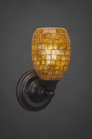 Wall Sconce Shown In Dark Granite Finish With 5" Copper Mosaic Glass