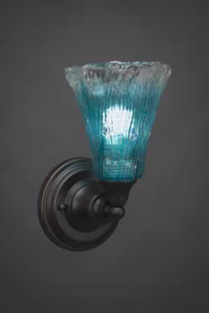Wall Sconce Shown In Dark Granite Finish With 5.5" Teal Crystal Glass