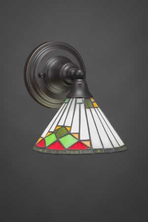 Wall Sconce Shown In Dark Granite Finish With 7" Green Sunray Tiffany Glass