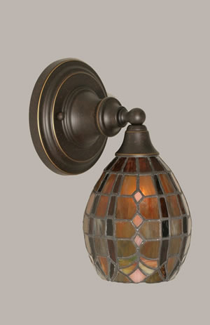 Wall Sconce Shown In Dark Granite Finish With 5.5" Paradise Tiffany Glass
