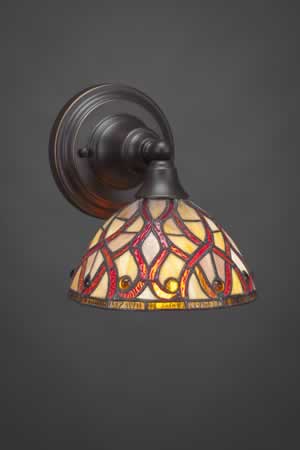 Wall Sconce Shown In Dark Granite Finish With 7" Persian Nites Tiffany Glass