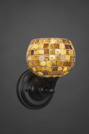 Wall Sconce Shown In Matte Black Finish With 6" Mosaic Glass