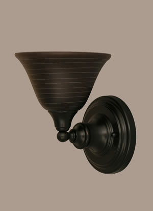 Wall Sconce Shown In Matte Black Finish With 7" Charcoal Spiral Glass