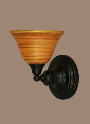Wall Sconce Shown In Matte Black Finish With 7" Firré Saturn Glass