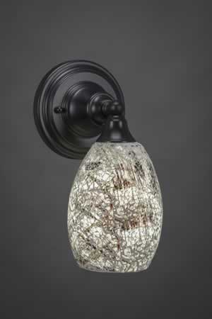 Wall Sconce Shown In Matte Black Finish With 5" Natural Fusion Glass