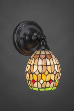 Wall Sconce Shown In Matte Black Finish With 5.5" Rosetta Tiffany Glass