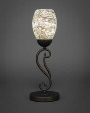 Olde Iron Mini Table Lamp Shown In Bronze Finish With 5" Natural Fusion Glass