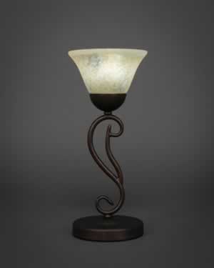 Olde Iron Mini Table Lamp Shown in Bronze Finish With 7” Italian Marble Glass