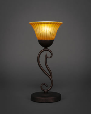 Olde Iron Mini Table Lamp Shown in Bronze Finish With 7” Tiger Glass
