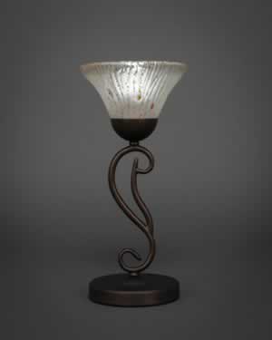 Olde Iron Mini Table Lamp Shown in Bronze Finish With 7” Frosted Crystal Glass